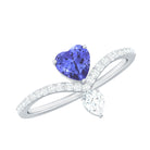 1 CT Heart Tanzanite Designer Solitaire Engagement Ring with Diamond Accent Tanzanite - ( AAA ) - Quality - Rosec Jewels