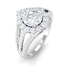 2.50 CT Split Shank Pear Cut Zircon Statement Engagement Ring Zircon - ( AAAA ) - Quality - Rosec Jewels