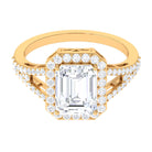 5 CT Split Shank Octagon Cut Zircon Statement Engagement Ring Zircon - ( AAAA ) - Quality - Rosec Jewels