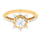 1.75 CT Round Zircon Designer Engagement Ring in Gold Zircon - ( AAAA ) - Quality - Rosec Jewels