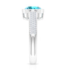 2.50 CT Bezel Set Swiss Blue Topaz Engagement Ring with Diamond Side Stones Swiss Blue Topaz - ( AAA ) - Quality - Rosec Jewels