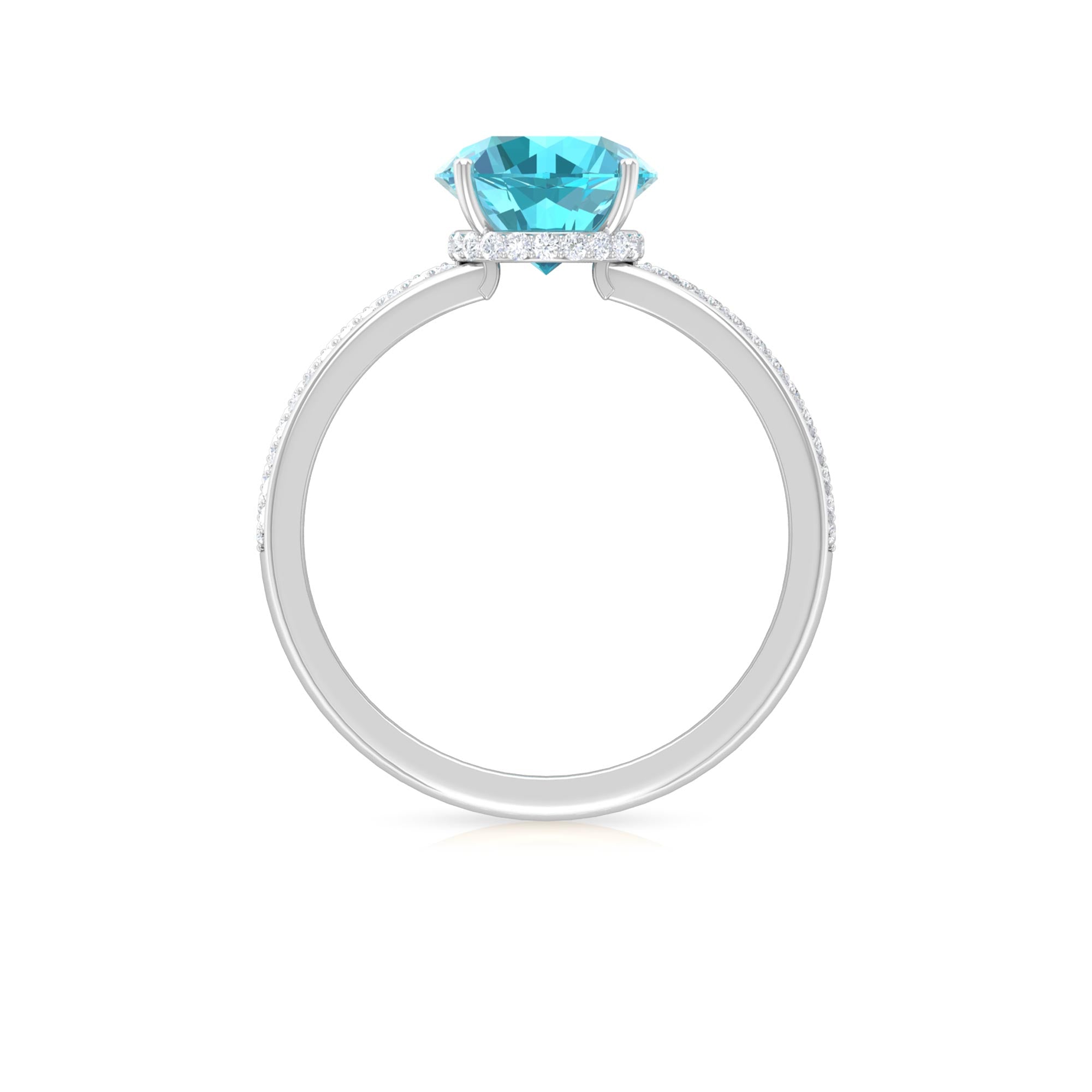 8 MM Round Shape Swiss Blue Topaz with Moissanite Swiss Blue Topaz - ( AAA ) - Quality - Rosec Jewels