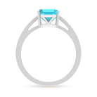 7 MM Asscher Cut Swiss Blue Topaz Ring and Diamond in Channel Setting Swiss Blue Topaz - ( AAA ) - Quality - Rosec Jewels