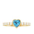 Heart Shape Swiss Blue Topaz Engagement Ring with Diamond in Bezel Setting Swiss Blue Topaz - ( AAA ) - Quality - Rosec Jewels