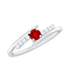 Minimal Lab Grown Ruby and Diamond Bypass Promise Ring Lab Created Ruby - ( AAAA ) - Quality - Rosec Jewels