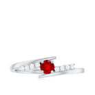 Minimal Lab Grown Ruby and Diamond Bypass Promise Ring Lab Created Ruby - ( AAAA ) - Quality - Rosec Jewels