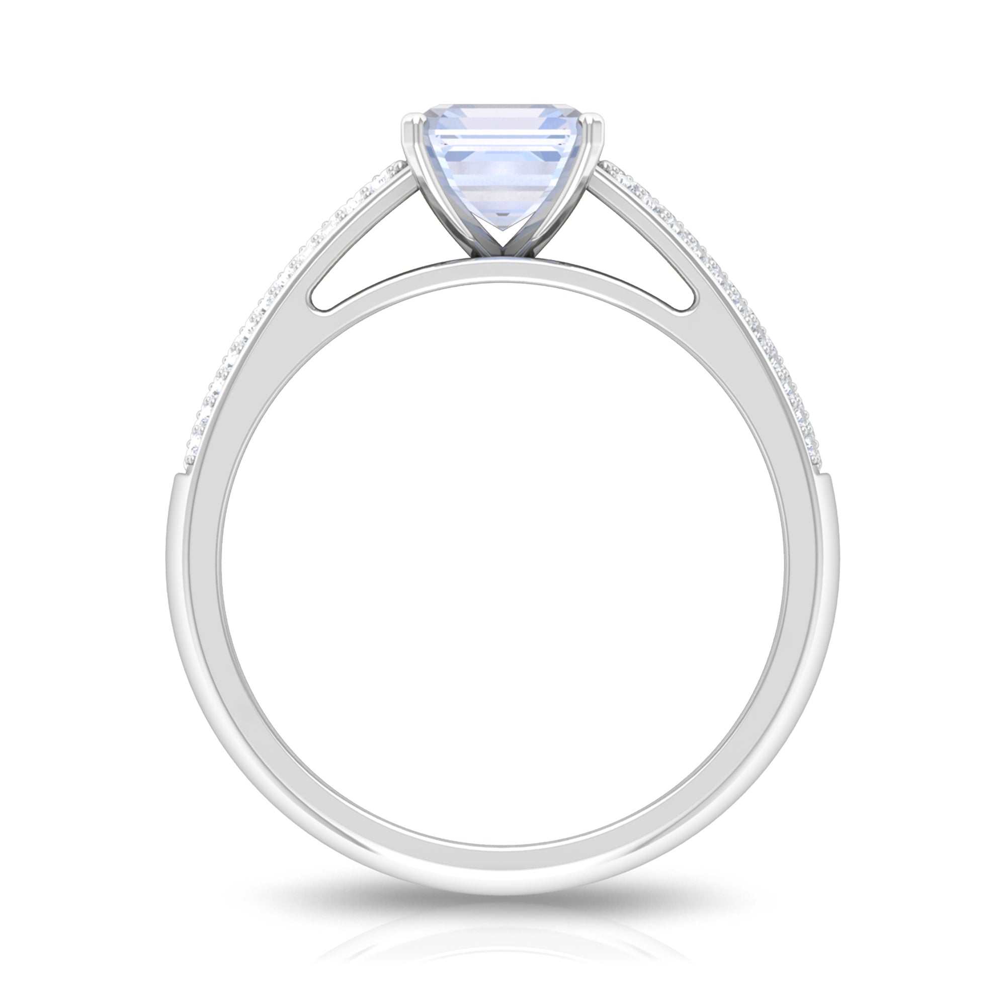 2.25 CT Peg Head Set Solitaire Moonstone and Diamond Ring Moonstone - ( AAA ) - Quality - Rosec Jewels