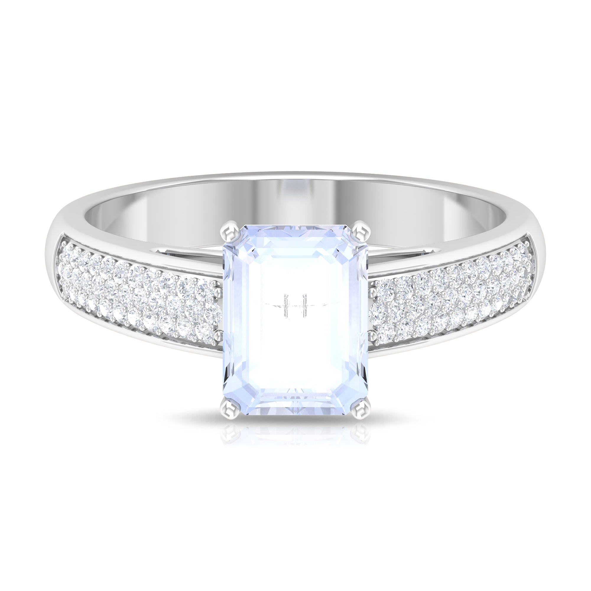 2.25 CT Peg Head Set Solitaire Moonstone and Diamond Ring Moonstone - ( AAA ) - Quality - Rosec Jewels