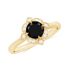 Vintage Inspired Black and White Diamond Engagement Ring Black Diamond - ( AAA ) - Quality - Rosec Jewels