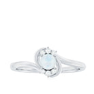 1/2 CT Moonstone and Diamond Bypass Promise Ring Moonstone - ( AAA ) - Quality - Rosec Jewels