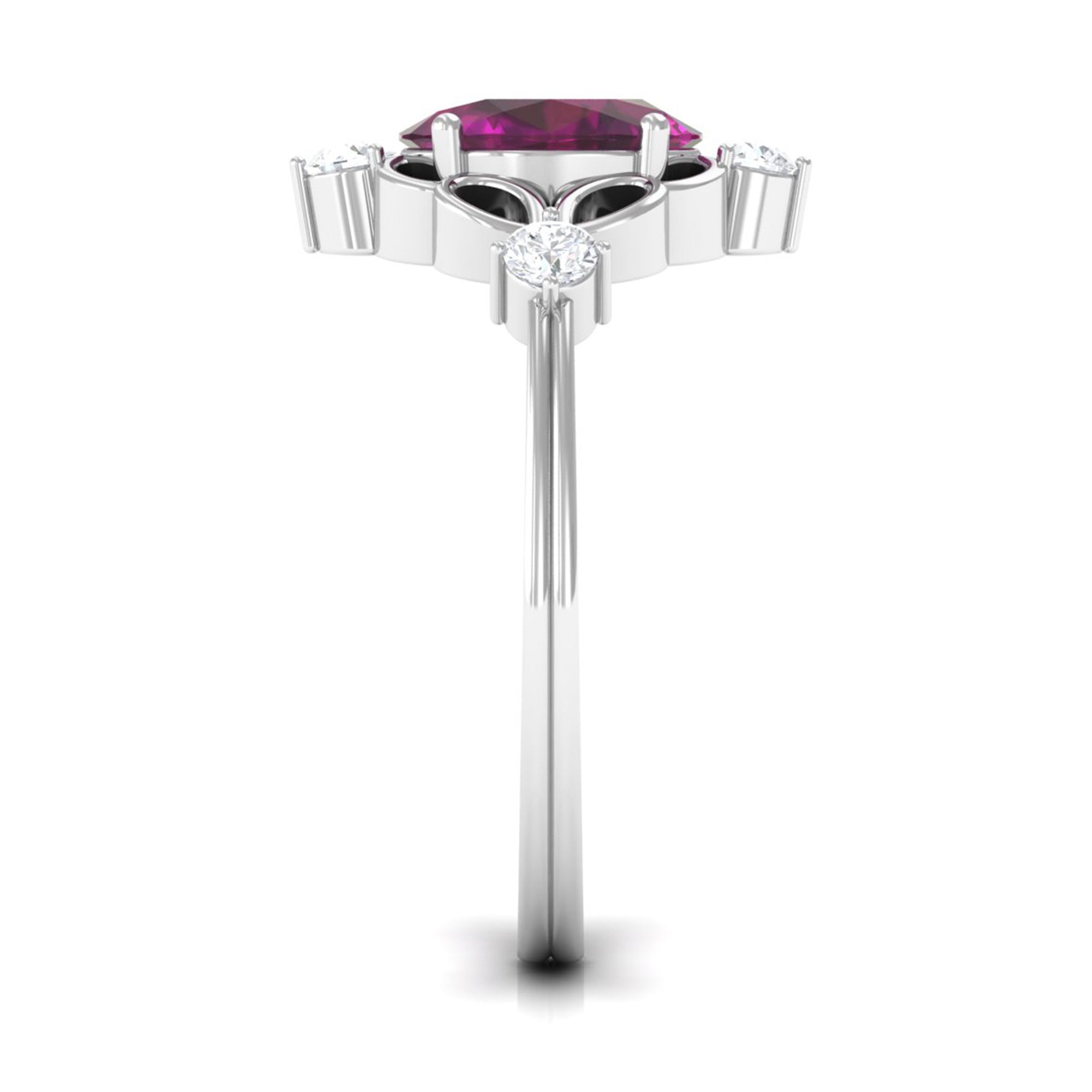 1.75 CT Oval Shape Rhodolite and Diamond Cocktail Ring Rhodolite - ( AAA ) - Quality - Rosec Jewels