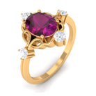 1.75 CT Oval Shape Rhodolite and Diamond Cocktail Ring Rhodolite - ( AAA ) - Quality - Rosec Jewels