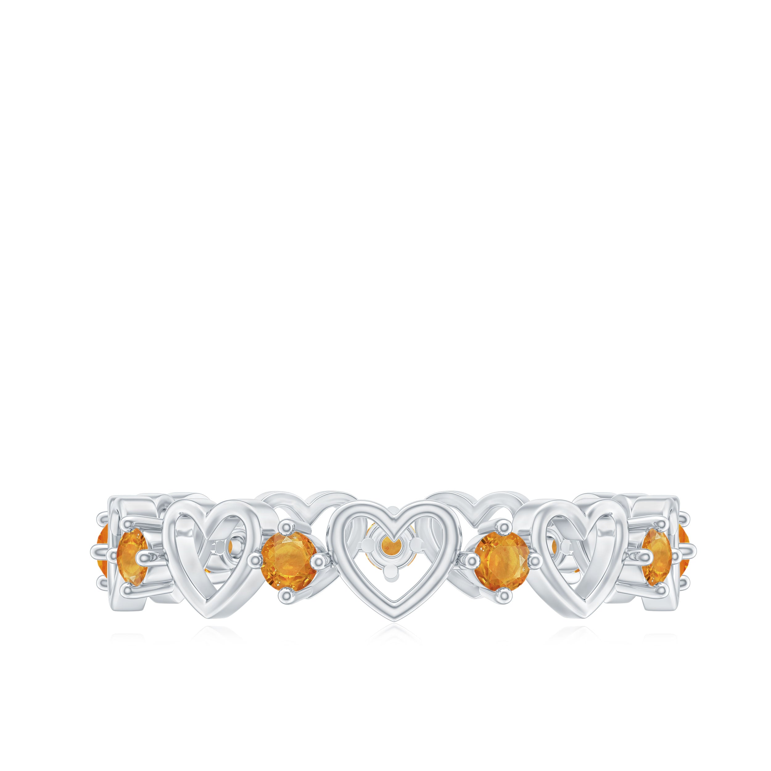 1/2 CT Orange Sapphire Gold Open Heart Band Ring for Women Orange Sapphire - ( AAA ) - Quality - Rosec Jewels