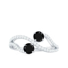 1 CT Minimal Black Diamond and Diamond Engagement Ring Black Diamond - ( AAA ) - Quality - Rosec Jewels