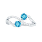 3/4 CT Minimal Swiss Blue Topaz and Diamond Engagement Ring Swiss Blue Topaz - ( AAA ) - Quality - Rosec Jewels