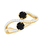 1 CT Minimal Black Spinel and Diamond Engagement Ring Black Spinel - ( AAA ) - Quality - Rosec Jewels