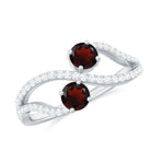 1 CT Minimal Garnet and Diamond Engagement Ring Garnet - ( AAA ) - Quality - Rosec Jewels