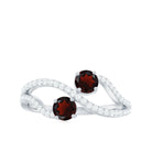 1 CT Minimal Garnet and Diamond Engagement Ring Garnet - ( AAA ) - Quality - Rosec Jewels