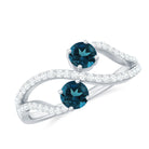 1 CT Minimal London Blue Topaz and Diamond Engagement Ring London Blue Topaz - ( AAA ) - Quality - Rosec Jewels