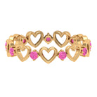 Natural Pink Sapphire Gold Open Heart Eternity Band Ring Pink Sapphire - ( AAA ) - Quality - Rosec Jewels