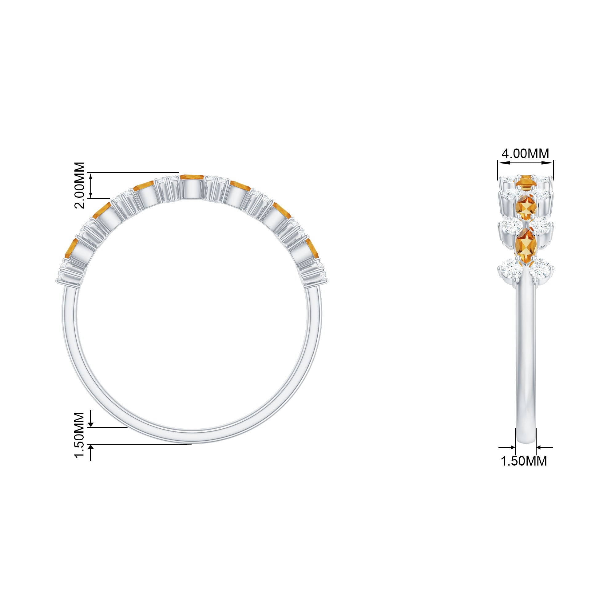 1/2 CT Classic Marquise Citrine and Diamond Half Eternity Ring Citrine - ( AAA ) - Quality - Rosec Jewels