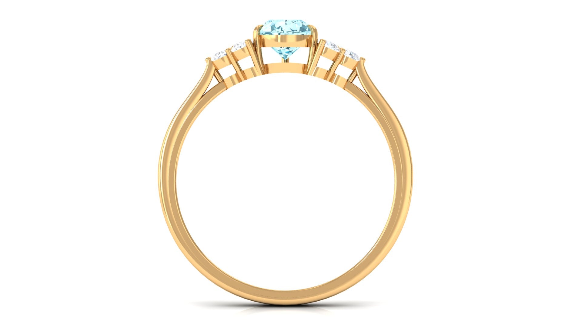 3/4 CT Aquamarine Solitaire Engagement Ring with Diamond Trio Aquamarine - ( AAA ) - Quality - Rosec Jewels