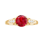 Lab-Created Ruby Solitaire Engagement Ring with Diamond Lab Created Ruby - ( AAAA ) - Quality - Rosec Jewels