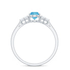 Pear Shape Swiss Blue Topaz Solitaire Ring with Diamond Swiss Blue Topaz - ( AAA ) - Quality - Rosec Jewels