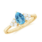 Pear Shape Swiss Blue Topaz Solitaire Ring with Diamond Swiss Blue Topaz - ( AAA ) - Quality - Rosec Jewels