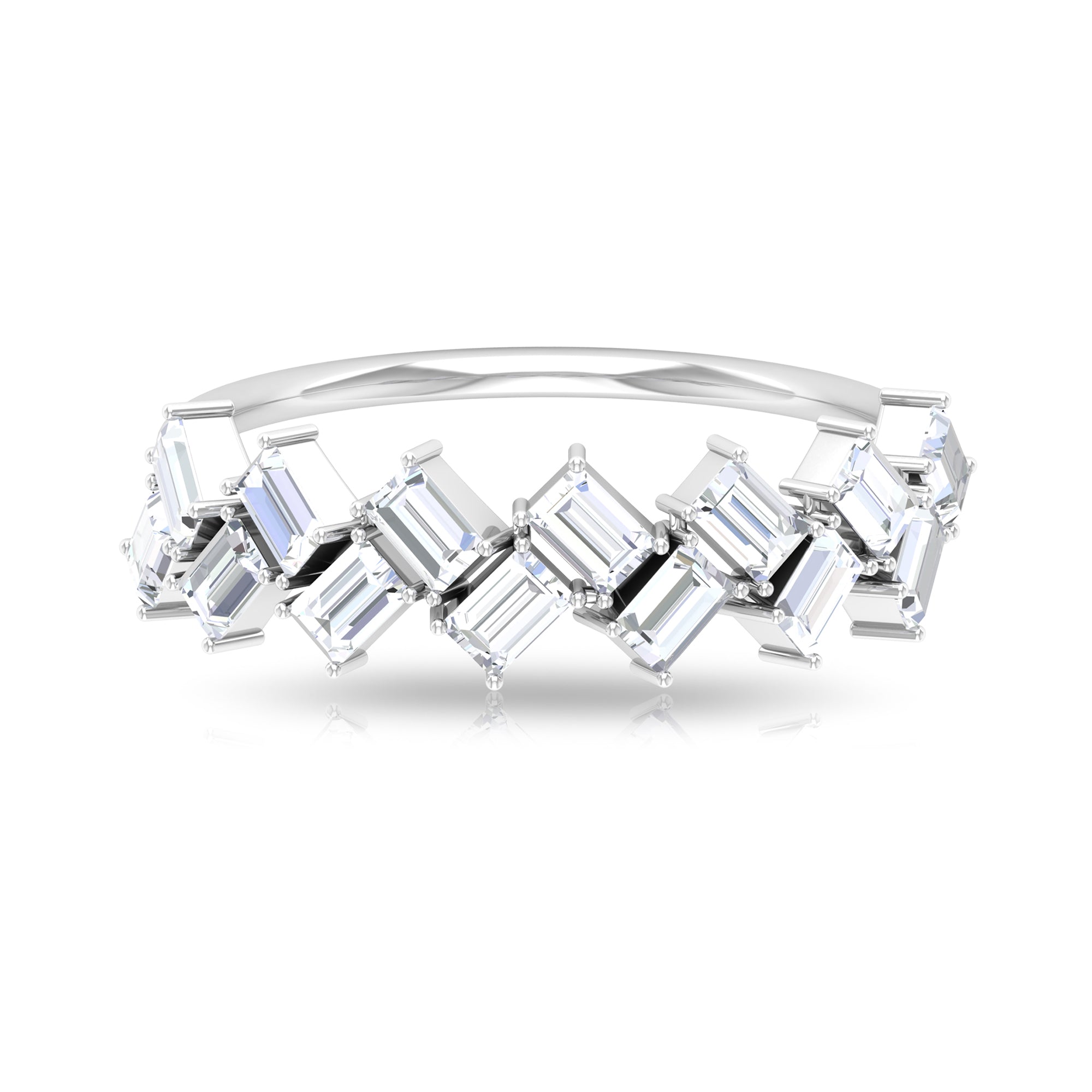 3/4 CT Baguette Cut Moissanite Braided Half Eternity Ring Moissanite - ( D-VS1 ) - Color and Clarity - Rosec Jewels