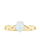 1 CT Oval Cut Moonstone Solitaire Ring with Diamond Moonstone - ( AAA ) - Quality - Rosec Jewels