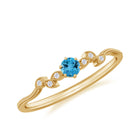 Natural Swiss Blue Topaz Promise Ring with Diamond Stones Swiss Blue Topaz - ( AAA ) - Quality - Rosec Jewels