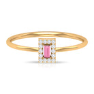 Natural Pink Tourmaline Dainty Promise Ring with Diamond Accent Pink Tourmaline - ( AAA ) - Quality - Rosec Jewels