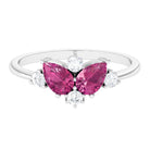 1.25 CT Pear Cut Pink Tourmaline and Round Diamond Cluster Ring in Prong Setting Pink Tourmaline - ( AAA ) - Quality - Rosec Jewels