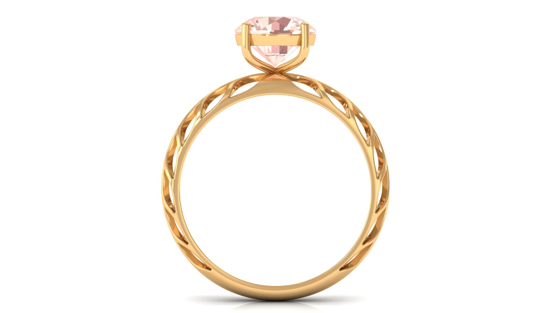 8 MM Round Cut Morganite Solitaire Ring with Gold Filigree Details Morganite - ( AAA ) - Quality - Rosec Jewels