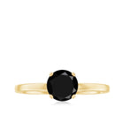 6 MM Round Cut Black Onyx Solitaire Engagement Ring in Gold Black Onyx - ( AAA ) - Quality - Rosec Jewels