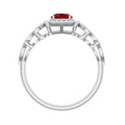 Lab-Created Ruby Vintage Style Engagement Ring with Diamond Lab Created Ruby - ( AAAA ) - Quality - Rosec Jewels