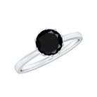 3/4 CT Natural Black Spinel Solitaire Ring in Lotus Basket Setting Black Spinel - ( AAA ) - Quality - Rosec Jewels