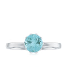 Solitaire Sky Blue Topaz Ring in Lotus Basket Setting Sky Blue Topaz - ( AAA ) - Quality - Rosec Jewels