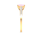 1.25 CT Solitaire Rose Quartz and Diamond Side Stone Ring Rose Quartz - ( AAA ) - Quality - Rosec Jewels