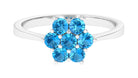 1.5 CT Round Shape Swiss Blue Topaz Cluster Flower Ring Swiss Blue Topaz - ( AAA ) - Quality - Rosec Jewels