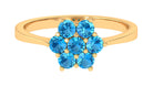 1.5 CT Round Shape Swiss Blue Topaz Cluster Flower Ring Swiss Blue Topaz - ( AAA ) - Quality - Rosec Jewels