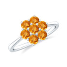 1 CT Round Shape Citrine Cluster Flower Ring in Gold Citrine - ( AAA ) - Quality - Rosec Jewels