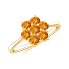 1 CT Round Shape Citrine Cluster Flower Ring in Gold Citrine - ( AAA ) - Quality - Rosec Jewels