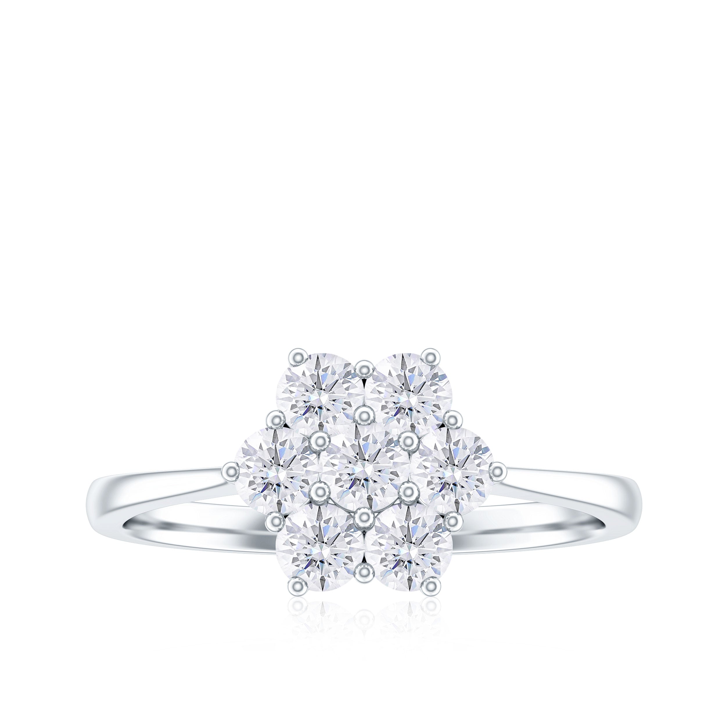 1 CT Round Shape Diamond Cluster Flower Ring Diamond - ( HI-SI ) - Color and Clarity - Rosec Jewels