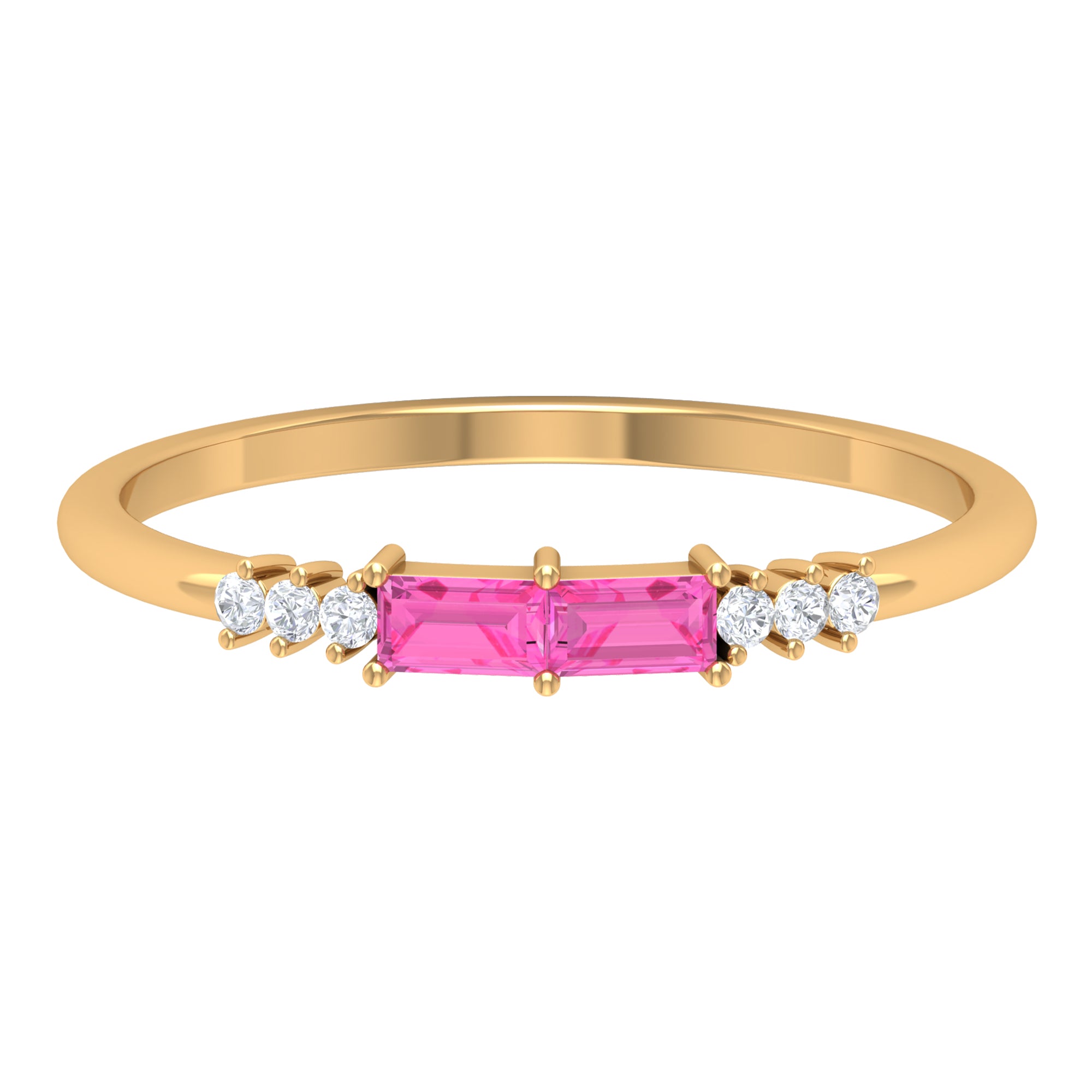 1/4 CT Pink Sapphire and Diamond Stackable Ring Pink Sapphire - ( AAA ) - Quality - Rosec Jewels