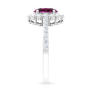 2.75 CT Oval Shape Solitaire Rhodolite and Moissanite Accent Engagement Ring Rhodolite - ( AAA ) - Quality - Rosec Jewels