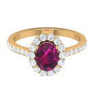 2.75 CT Oval Shape Solitaire Rhodolite and Moissanite Accent Engagement Ring Rhodolite - ( AAA ) - Quality - Rosec Jewels