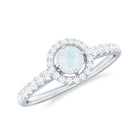 0.75 CT Moonstone and Diamond Halo Engagement Ring Moonstone - ( AAA ) - Quality - Rosec Jewels