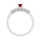 Graduated Style Lab-Lab Grown Ruby and Diamond Promise Ring Lab Created Ruby - ( AAAA ) - Quality - Rosec Jewels